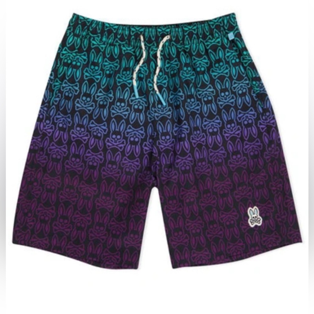 Psycho Bunny Gradient Bunny Print Shorts- Swim Trunks size 10/12 Small